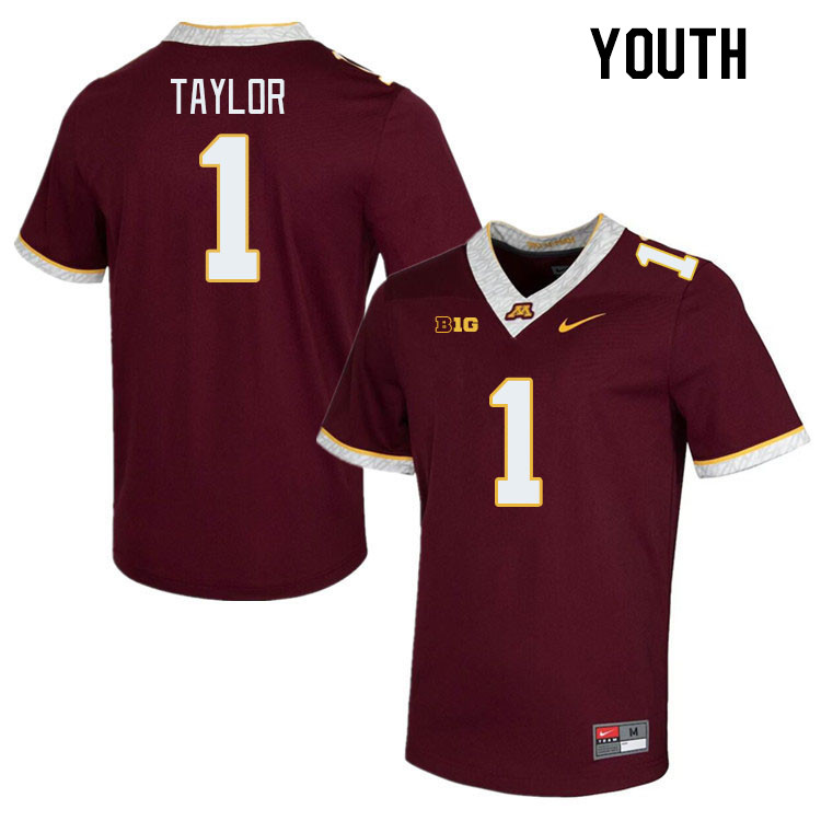 Youth #1 Darius Taylor Minnesota Golden Gophers College Football Jerseys Stitched-Maroon - Click Image to Close